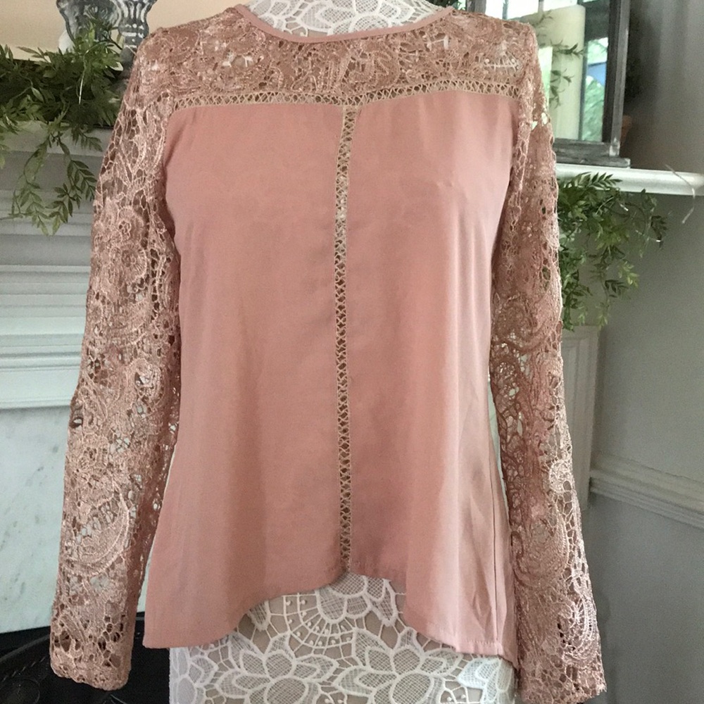 Blush long sleeve corset back tunic top size M